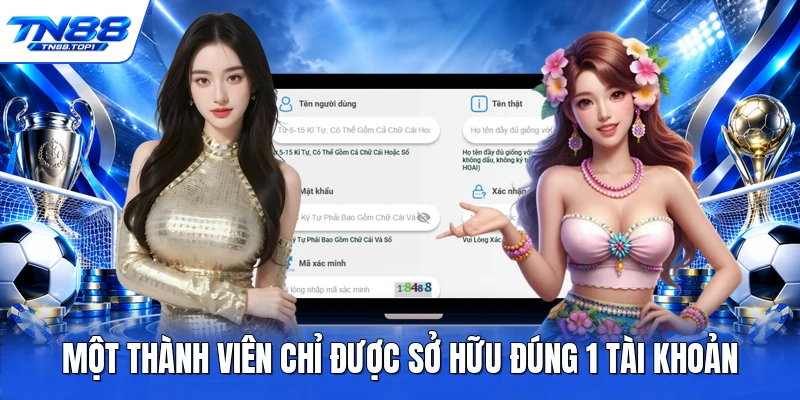 Một thành viên chỉ được sở hữu đúng 1 tài khoản Một thành viên chỉ được sở hữu đúng 1 tài khoản